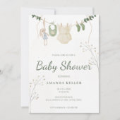 Groene Eucalyptus Baby shower uitnodiging (Voorkant)