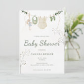 Groene Eucalyptus Baby shower uitnodiging (Staand voorkant)