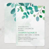 Groene Eucalyptus Baby Shower Uitnodiging (Voorkant / Achterkant)