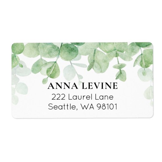 Groene Eucalyptus Bladeren Border Retouradres Etiket (Voorkant)