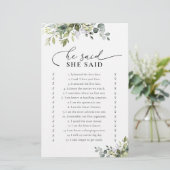 Groene Eucalyptus Bloemen Vrijgezellenfeest Spel (Staand voorkant)