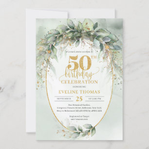 Groene eucalyptus boho 50ste verjaardag kaart