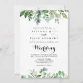 Groene Eucalyptus Botanical Front & Back Wedding Kaart (Voorkant)