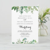 Groene Eucalyptus Botanical Front & Back Wedding Kaart (Staand voorkant)