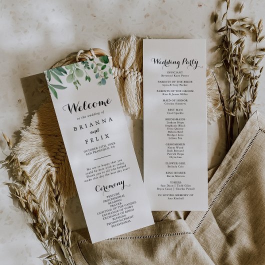 Groene Eucalyptus Botanisch gebladerte Trouwprogra Programma