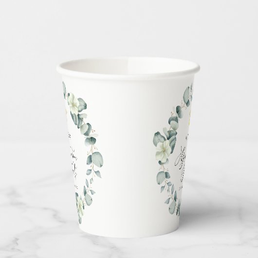 Groene Eucalyptus Botanische Afstudeerfeest Papieren Bekers (Links)