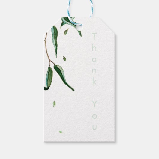 Groene Eucalyptus Botanische bladeren Rustic Weddi Cadeaulabel (Voorkant)