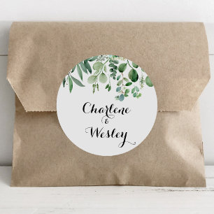 Groene Eucalyptus Botanische Bruiloft Envelop Afdi Ronde Sticker