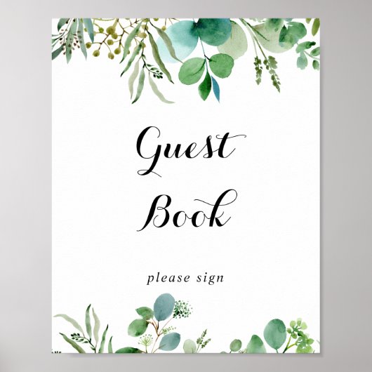 Groene Eucalyptus Botanische Foliage Guest Book Si Poster (Voorkant)