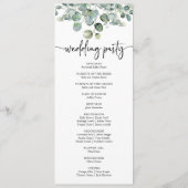 Groene Eucalyptus Botanische Groene Bruiloft Programma (Achterkant)