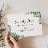 Groene Eucalyptus Botanische horizontale bruiloft Save The Date
