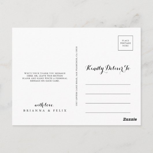 Groene Eucalyptus Botanische Kalligrafie Dank u Briefkaart (Achterkant)