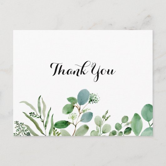 Groene Eucalyptus Botanische Kalligrafie Dank u Briefkaart (Voorkant)