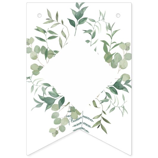 Groene eucalyptus botanische moderne bruidsdouche vlaggetjes (Eerste vlag)