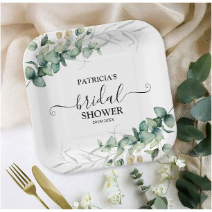 Groene Eucalyptus Bruidsdouche Papieren Bordje