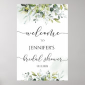Groene eucalyptus bruidsshower welkomstbord poster (Voorkant)