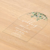 Groene Eucalyptus Bruiloft Acryl Uitnodigingen (Laagn)