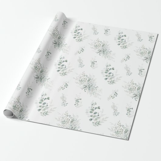 Groene Eucalyptus Elegant Cadeaupapier (Uitgerold)