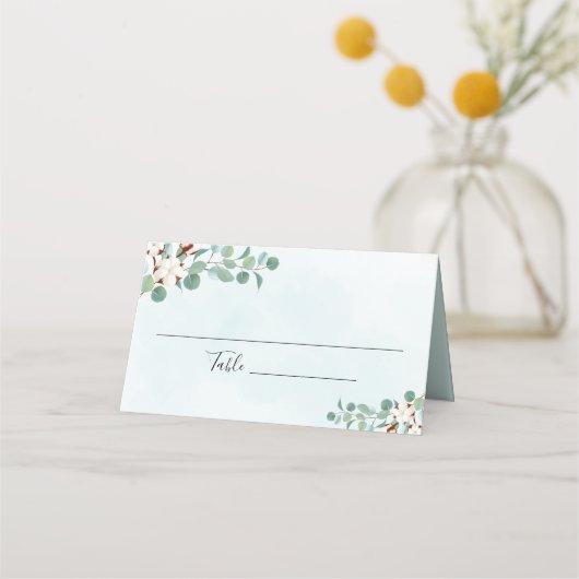 Groene Eucalyptus en Katoen Bloemen Bruiloft (Voorkant)