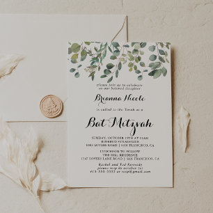 Groene Eucalyptus Foliage Delight Bat Mitzvah Kaart