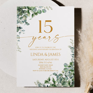 Groene Eucalyptus Gold 15e bruiloft Jubileum Kaart