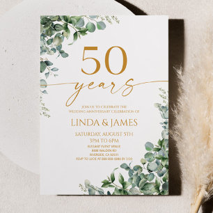Groene Eucalyptus Gold 50ste bruiloft Jubileum Kaart