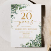 Groene Eucalyptus Goud 20ste Verjaardagsfeest Kaart