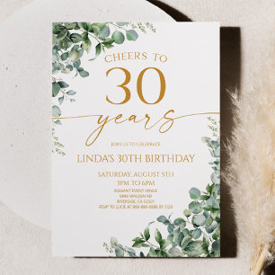 Groene Eucalyptus Goud 30ste Verjaardagsfeestje Kaart