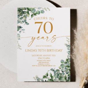 Groene Eucalyptus Goud 70ste Verjaardagsfeestje Kaart