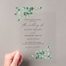 Groene Eucalyptus in wit schrifttype trouwfeest