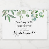 Groene eucalyptus kalligrafie bruidsmeisje voorste sparkling wijnetiket (Enkel label)