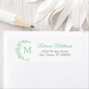 Groene Eucalyptus Krans Monogram Terug Adres Etiket