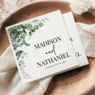 Groene eucalyptus laat groen botanisch bruiloft servet