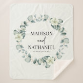 Groene eucalyptus laat groen botanisch bruiloft sherpa deken (Voorkant)