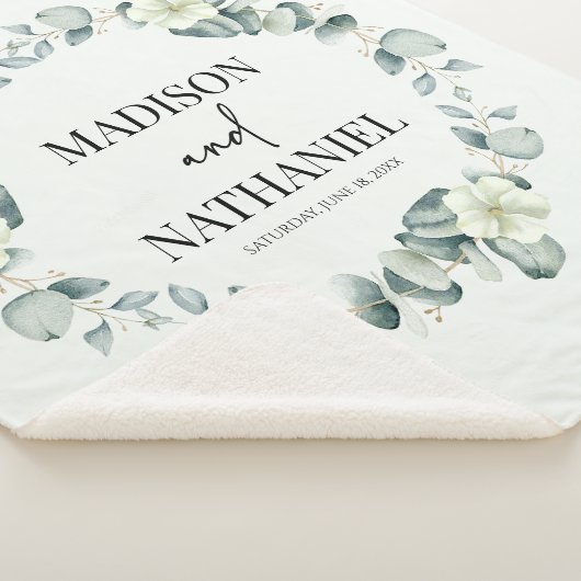 Groene eucalyptus laat groen botanisch bruiloft sherpa deken (3/4)