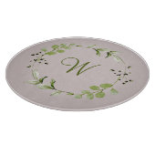 Groene Eucalyptus & Leaf Krans Script Monogram Snijplank (Hoek)