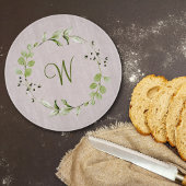 Groene Eucalyptus & Leaf Krans Script Monogram Snijplank