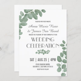 Groene Eucalyptus Leaves Wedding Invitations Kaart