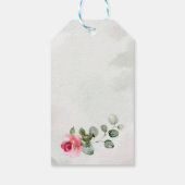 Groene eucalyptus magenta pioenrozen gunst cadeaulabel (Achterkant)