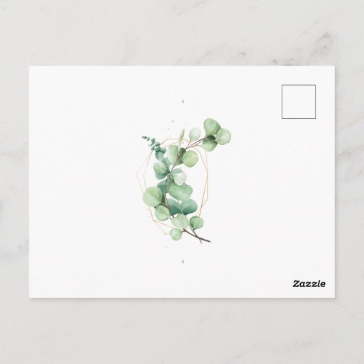 Groene Eucalyptus Modern Elegant Vrijgezellenfeest Briefkaart (Achterkant)