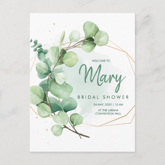 Groene Eucalyptus Modern Elegant Vrijgezellenfeest Briefkaart (Voorkant)