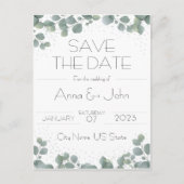 Groene Eucalyptus Modern groen De datum opslaan Briefkaart (Voorkant)