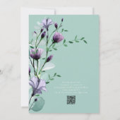 Groene Eucalyptus Paarse Waterverf Bloemige Trouwd Kaart (Achterkant)