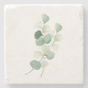 Groene Eucalyptus Pastel Bladeren Dekbedhoes Stenen Onderzetter