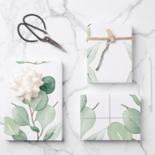 Groene Eucalyptus pastelbladeren Inpakpapier Vel