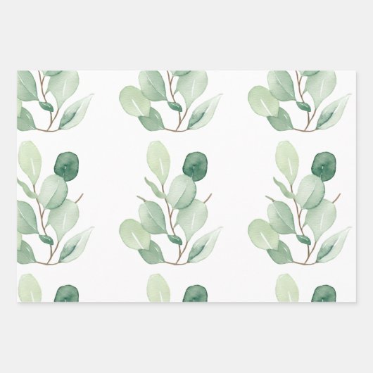 Groene Eucalyptus pastelbladeren Inpakpapier Vel (Voorkant)