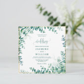 Groene Eucalyptus Rand Wedding Save The Date (Staand voorkant)