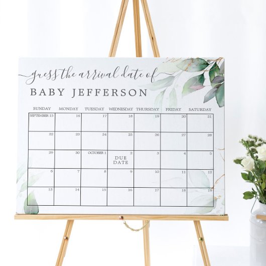 Groene Eucalyptus Shower Verwachte Bevalling Datum Poster