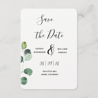 Groene Eucalyptus Sla de datumkaart op Save The Date