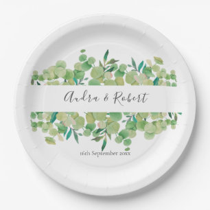 Groene Eucalyptus Slinger Bruiloft Papieren Bordje